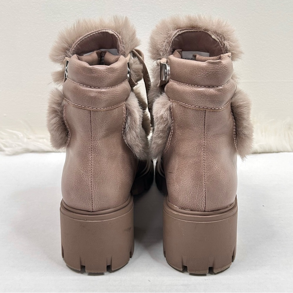 XOXO Odonna Taupe Lace Up Fur Buckle Ankle Booties 9.5 - Picture 5 of 12